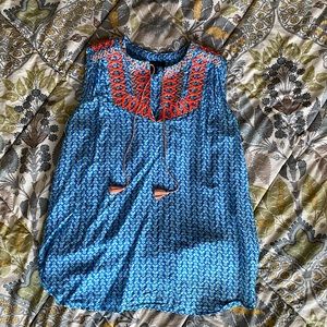 J Crew embroidered tunic with tassels